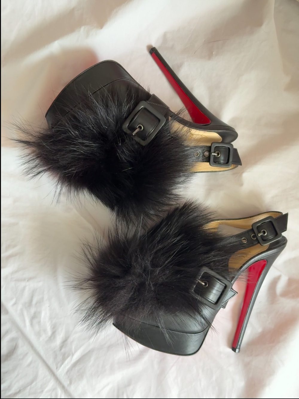 Christian Louboutin Splash Fur Heels / Sandals